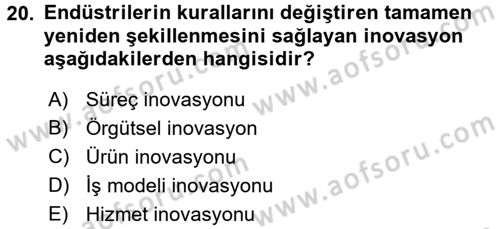 Girişimcilik ve İş Kurma -x Dersi 2017 - 2018 Yılı (Vize) Ara Sınav Soruları 20. Soru