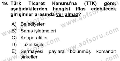 Girişimcilik ve İş Kurma -x Dersi 2018 - 2019 Yılı 3 Ders Sınav Soruları 19. Soru