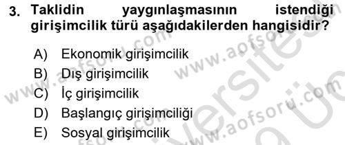 Girişimcilik ve İş Kurma -x Dersi 2018 - 2019 Yılı 3 Ders Sınav Soruları 3. Soru