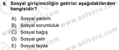 Girişimcilik ve İş Kurma -x Dersi 2018 - 2019 Yılı (Vize) Ara Sınav Soruları 9. Soru