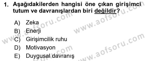 Girişimcilik ve İş Kurma -x Dersi 2018 - 2019 Yılı (Final) Dönem Sonu Sınav Soruları 1. Soru