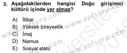 Girişimcilik ve İş Kurma -x Dersi 2018 - 2019 Yılı (Final) Dönem Sonu Sınav Soruları 3. Soru