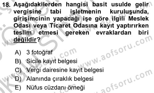 Girişimcilik ve İş Kurma -x Dersi 2018 - 2019 Yılı Yaz Okulu Sınav Soruları 18. Soru