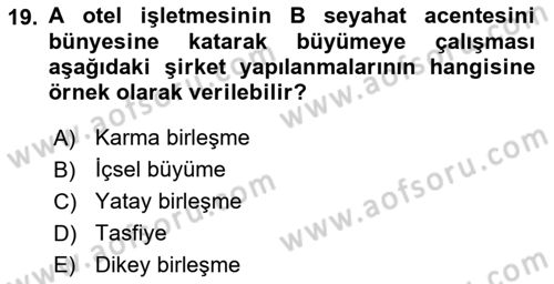 Girişimcilik ve İş Kurma -x Dersi 2018 - 2019 Yılı Yaz Okulu Sınav Soruları 19. Soru