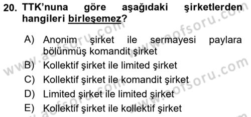 Girişimcilik ve İş Kurma -x Dersi 2018 - 2019 Yılı Yaz Okulu Sınav Soruları 20. Soru