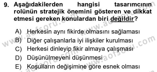 Girişimcilik ve İş Kurma -x Dersi 2018 - 2019 Yılı Yaz Okulu Sınav Soruları 9. Soru