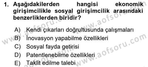Girişimcilik ve İş Kurma -x Dersi 2019 - 2020 Yılı (Vize) Ara Sınav Soruları 1. Soru