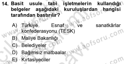 Girişimcilik ve İş Kurma -x Dersi 2019 - 2020 Yılı (Final) Dönem Sonu Sınav Soruları 14. Soru