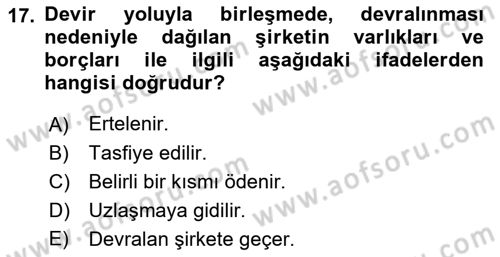 Girişimcilik ve İş Kurma -x Dersi 2019 - 2020 Yılı (Final) Dönem Sonu Sınav Soruları 17. Soru