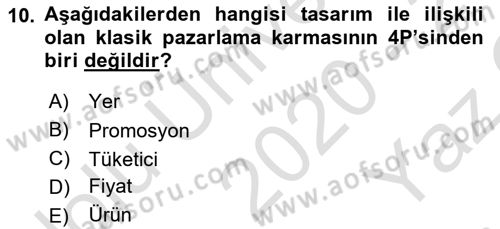 Girişimcilik ve İş Kurma -x Dersi 2020 - 2021 Yılı Yaz Okulu Sınav Soruları 10. Soru