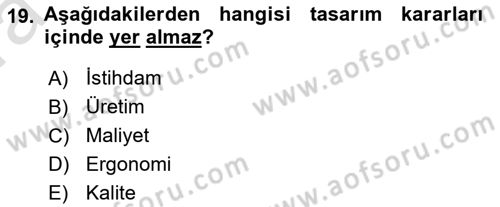 Girişimcilik ve İş Kurma -x Dersi 2021 - 2022 Yılı (Vize) Ara Sınav Soruları 19. Soru