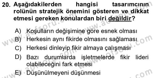 Girişimcilik ve İş Kurma -x Dersi 2021 - 2022 Yılı (Vize) Ara Sınav Soruları 20. Soru