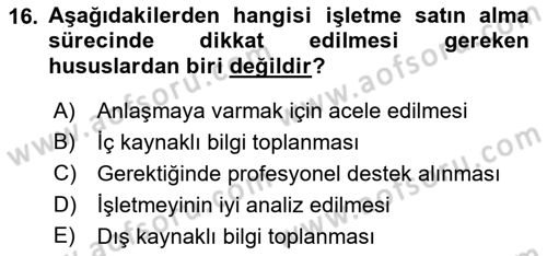 Girişimcilik ve İş Kurma -x Dersi 2021 - 2022 Yılı Yaz Okulu Sınav Soruları 16. Soru