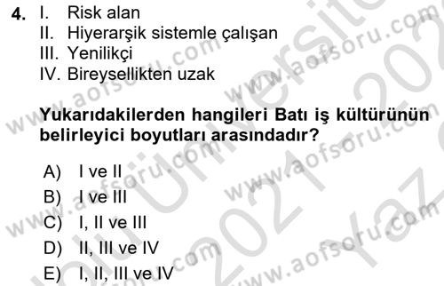 Girişimcilik ve İş Kurma -x Dersi 2021 - 2022 Yılı Yaz Okulu Sınav Soruları 4. Soru
