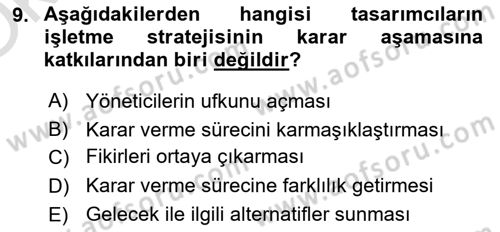 Girişimcilik ve İş Kurma -x Dersi 2021 - 2022 Yılı Yaz Okulu Sınav Soruları 9. Soru