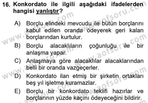 Girişimcilik ve İş Kurma -x Dersi 2022 - 2023 Yılı (Final) Dönem Sonu Sınav Soruları 16. Soru