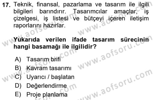 Girişimcilik ve İş Kurma -x Dersi 2023 - 2024 Yılı (Vize) Ara Sınav Soruları 17. Soru