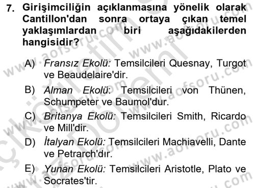 Girişimcilik ve İş Kurma -x Dersi 2023 - 2024 Yılı (Vize) Ara Sınav Soruları 7. Soru
