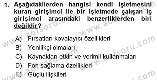 Girişimcilik ve İş Kurma -x Dersi 2023 - 2024 Yılı (Final) Dönem Sonu Sınav Soruları 1. Soru