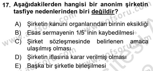 Girişimcilik ve İş Kurma -x Dersi 2023 - 2024 Yılı (Final) Dönem Sonu Sınav Soruları 17. Soru