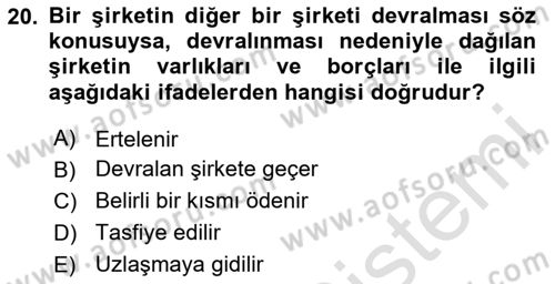 Girişimcilik ve İş Kurma -x Dersi 2023 - 2024 Yılı Yaz Okulu Sınav Soruları 20. Soru