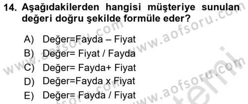 Girişimcilik ve İş Kurma -x Dersi 2024 - 2025 Yılı (Vize) Ara Sınav Soruları 14. Soru