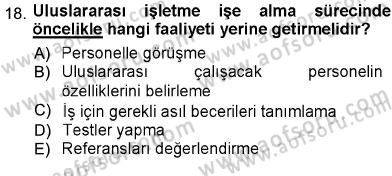 Uluslararası İşletmecilik Dersi 2012 - 2013 Yılı (Vize) Ara Sınav Soruları 18. Soru