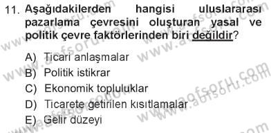 Uluslararası İşletmecilik Dersi 2012 - 2013 Yılı Tek Ders Sınavı 11. Soru