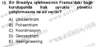 Uluslararası İşletmecilik Dersi 2013 - 2014 Yılı (Vize) Ara Sınav Soruları 18. Soru