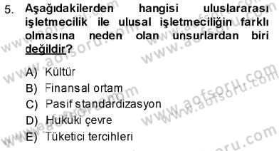 Uluslararası İşletmecilik Dersi 2013 - 2014 Yılı (Vize) Ara Sınav Soruları 5. Soru