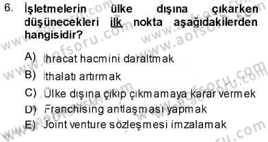 Uluslararası İşletmecilik Dersi 2013 - 2014 Yılı (Vize) Ara Sınav Soruları 6. Soru