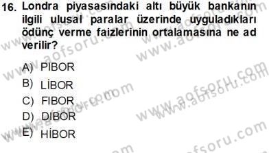 Uluslararası İşletmecilik Dersi 2013 - 2014 Yılı Tek Ders Sınav Soruları 16. Soru