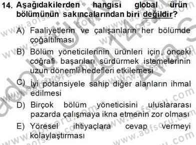 Uluslararası İşletmecilik Dersi 2014 - 2015 Yılı (Vize) Ara Sınavı 14. Soru