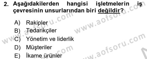 Uluslararası İşletmecilik Dersi 2016 - 2017 Yılı 3 Ders Sınav Soruları 2. Soru