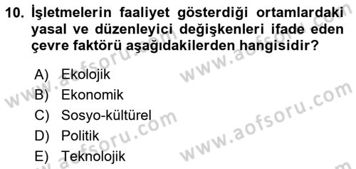 Uluslararası İşletmecilik Dersi 2018 - 2019 Yılı Tek Ders Sınav Soruları 10. Soru