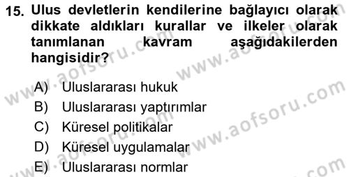 Uluslararası İşletmecilik Dersi 2018 - 2019 Yılı Yaz Okulu Sınav Soruları 15. Soru