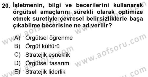 Uluslararası İşletmecilik Dersi 2019 - 2020 Yılı (Vize) Ara Sınavı 20. Soru