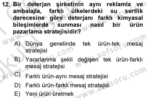 Uluslararası İşletmecilik Dersi 2020 - 2021 Yılı Yaz Okulu Sınavı 12. Soru