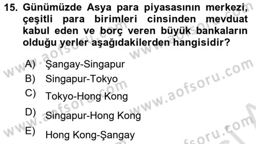 Uluslararası İşletmecilik Dersi 2020 - 2021 Yılı Yaz Okulu Sınavı 15. Soru