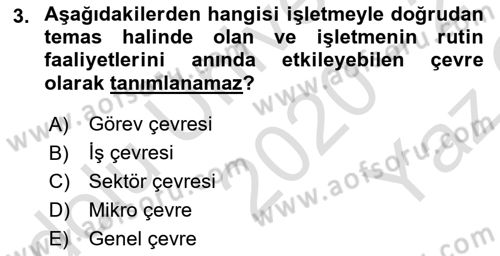 Uluslararası İşletmecilik Dersi 2020 - 2021 Yılı Yaz Okulu Sınavı 3. Soru