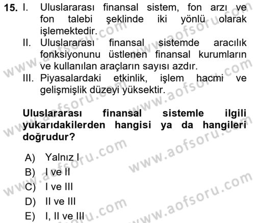 Uluslararası İşletmecilik Dersi 2021 - 2022 Yılı (Final) Dönem Sonu Sınavı 15. Soru