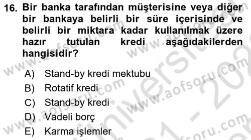 Uluslararası İşletmecilik Dersi 2021 - 2022 Yılı (Final) Dönem Sonu Sınavı 16. Soru