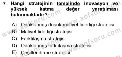 Uluslararası İşletmecilik Dersi 2021 - 2022 Yılı (Final) Dönem Sonu Sınavı 7. Soru