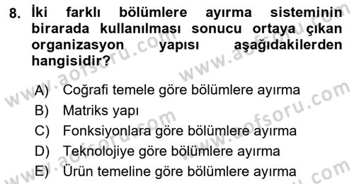 Uluslararası İşletmecilik Dersi 2021 - 2022 Yılı (Final) Dönem Sonu Sınavı 8. Soru