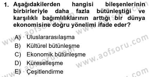 Uluslararası İşletmecilik Dersi 2022 - 2023 Yılı (Vize) Ara Sınav Soruları 1. Soru