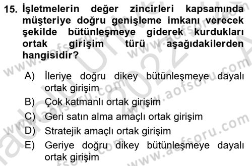 Uluslararası İşletmecilik Dersi 2022 - 2023 Yılı (Vize) Ara Sınav Soruları 15. Soru