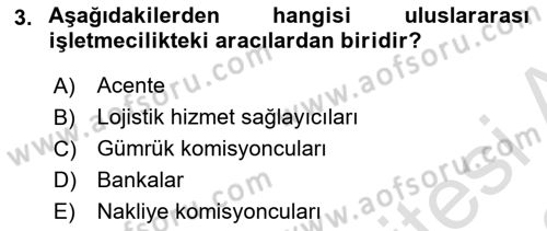 Uluslararası İşletmecilik Dersi 2022 - 2023 Yılı (Vize) Ara Sınav Soruları 3. Soru