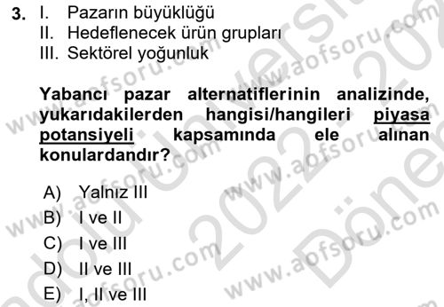 Uluslararası İşletmecilik Dersi 2022 - 2023 Yılı (Final) Dönem Sonu Sınav Soruları 3. Soru