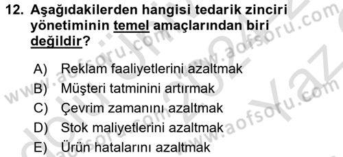 Uluslararası İşletmecilik Dersi 2024 - 2025 Yılı Yaz Okulu Sınav Soruları 12. Soru