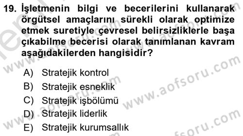 Uluslararası İşletmecilik Dersi 2025 - 2026 Yılı (Vize) Ara Sınav Soruları 19. Soru